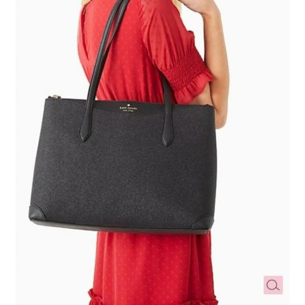 Kate spade shimmy glitter tote shoulder bag black new - Picture 11 of 11